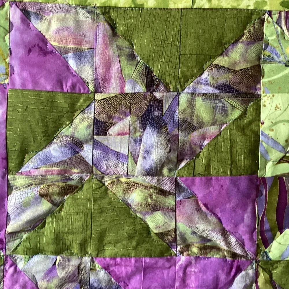 NWT Hand Crafted Greens and Purples Quilt